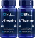 生命延展L-Theanine,60个蔬菜卡普苏莱斯(2包)-茶中衍生的氨基酸-无糖,非GMO