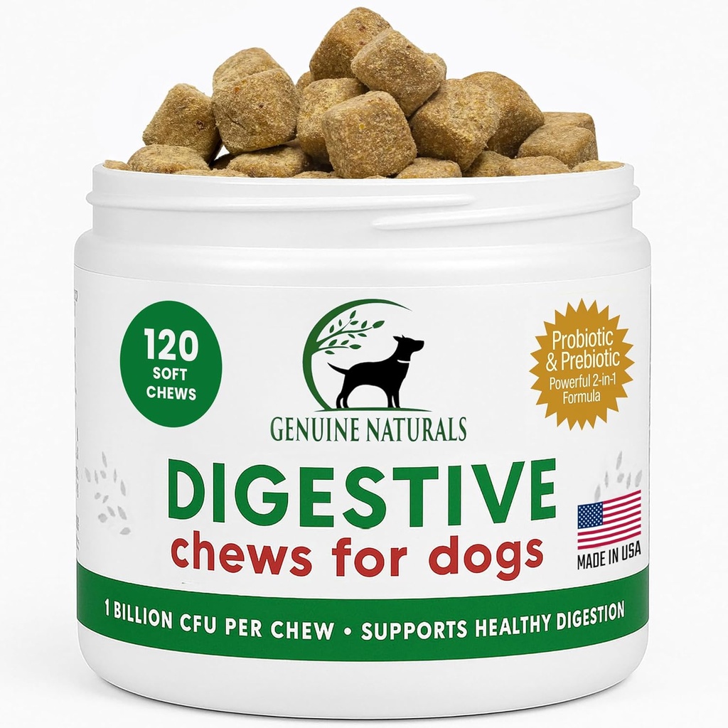 狗的消化补充剂——FurPorents推荐的抗生素 Chew——改善消化和口腔健康,帮助腹泻、胃气、坏呼吸和便秘,120个计数