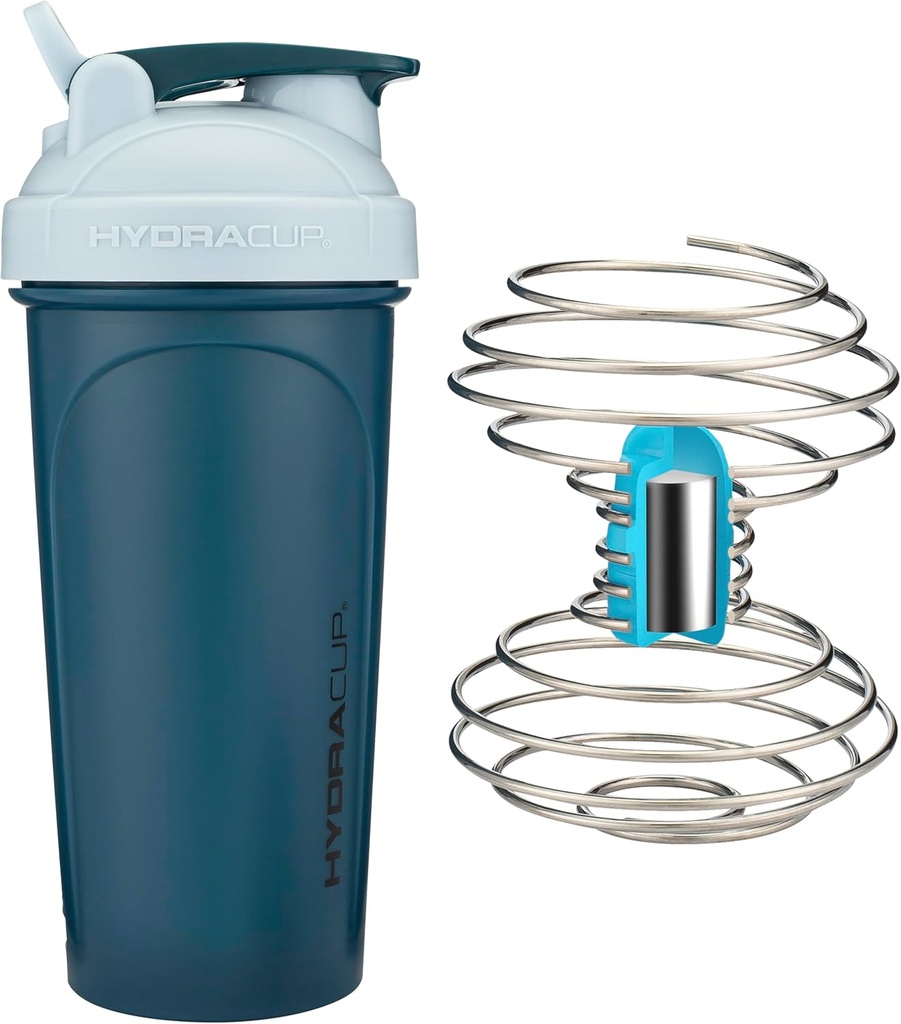 HydraCup Power Shaker w/Wighted Whisk, 28oz - 更快的混合, 需要更少的摇晃, 膝上无蛋白摇晃, 摇晃杯( 聚丙烯, 蓝色)