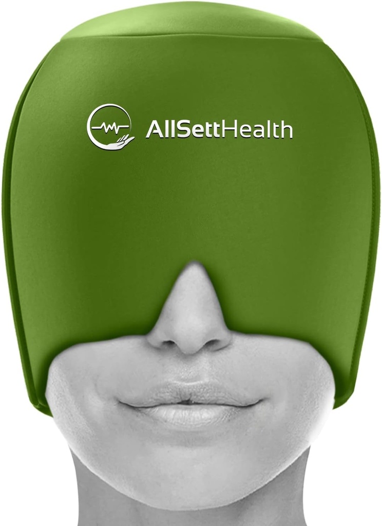 Migraine Relief Cap Ice Head 包头痛和Migraine Hat QQ头痛 Relief with Hot/Cold Gel Head Ice Pack with Face and Eye Headche Mask 压缩 - 绿色