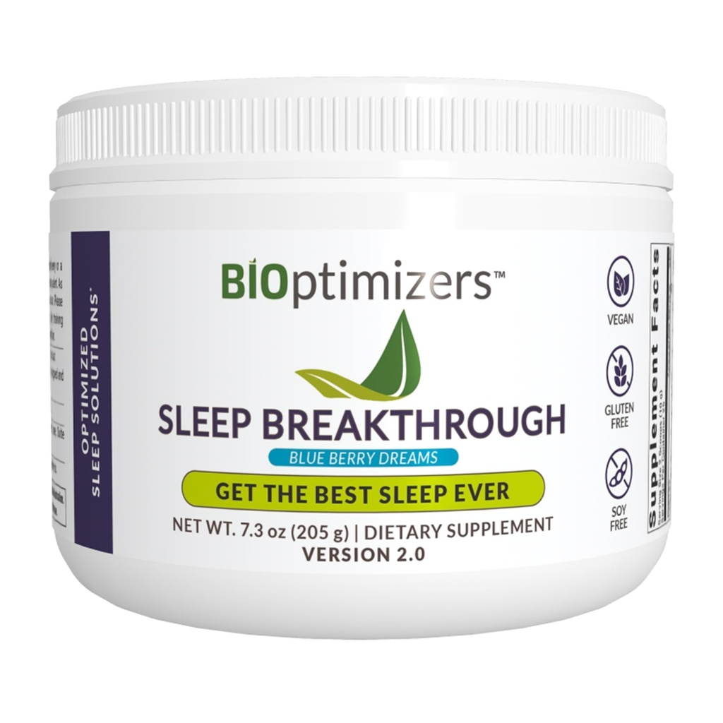 BIoptimers Sleep突破2.0 – 自然支持补编 – 平息救济援助成人 – Non Habit Forming – 202.5 g 粉蓝莓梦