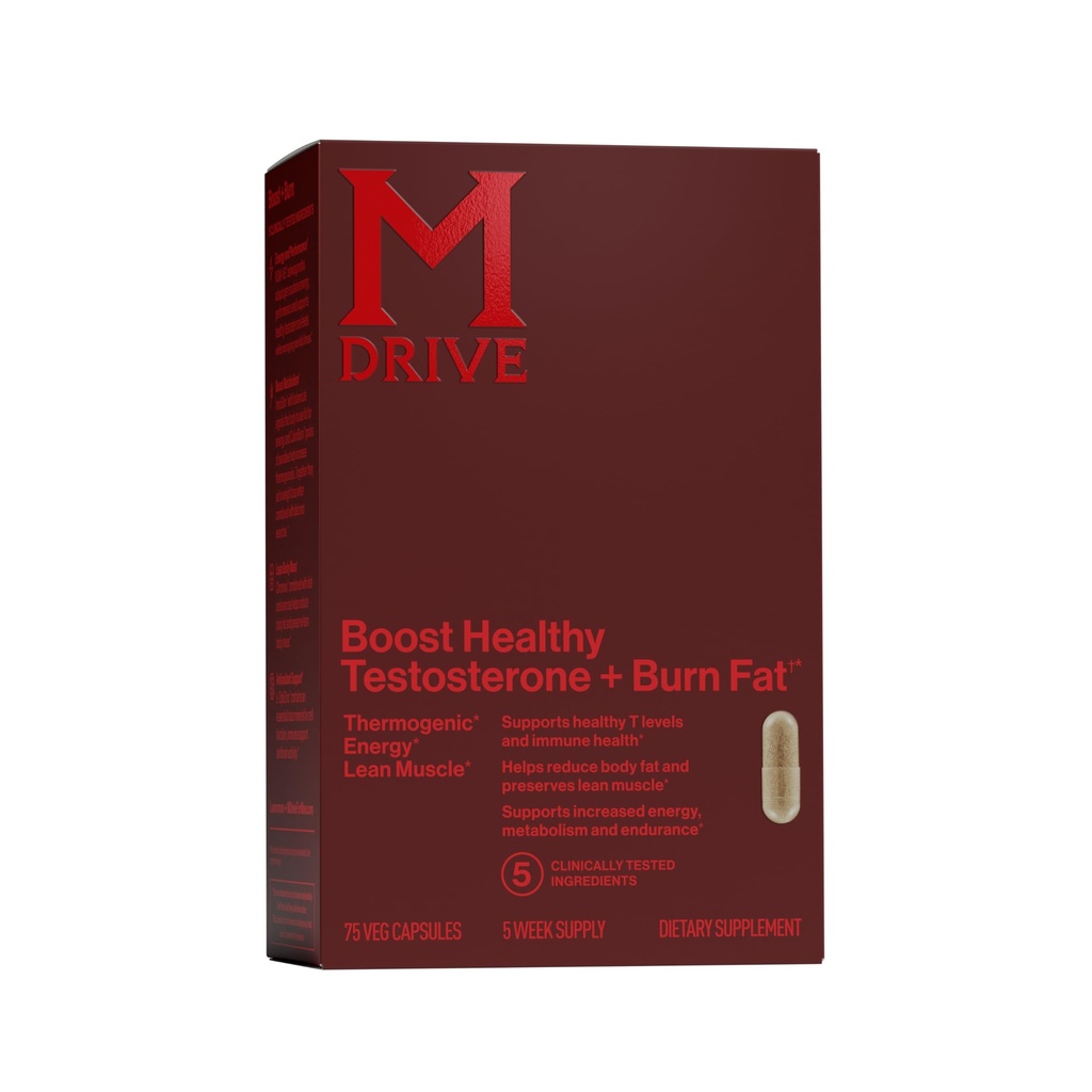 Mdrive Boost and Burn Testosterone 支持补充品和脂肪燃烧剂,配有锌,KSM-66 Ashwagandha, Advantra Z, 75 Capsules