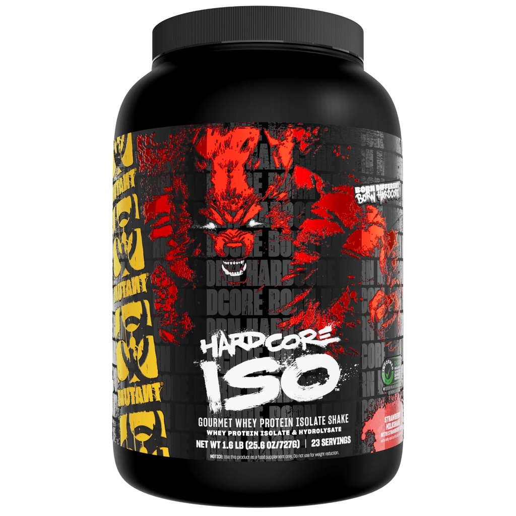 突变 ISO Surge Whey蛋白质隔离粉末行为快速帮助恢复,构建肌肉,块状和强度,1.6 lb - 草莓奶昔