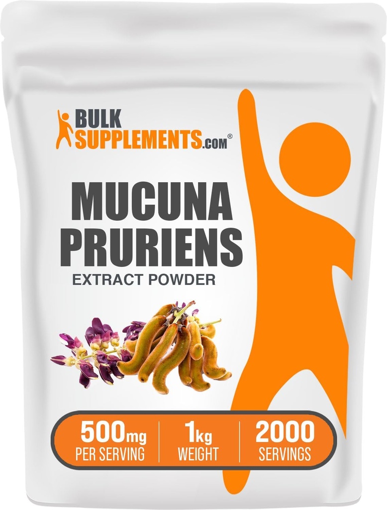 Bulk Assupports.com Mucuna Pruriens 抽取粉末-Mucuna Pruriens 补充剂,草药补充剂-Vegan & Gluten Free,每服500毫克,1公斤(2.2磅)(包1)