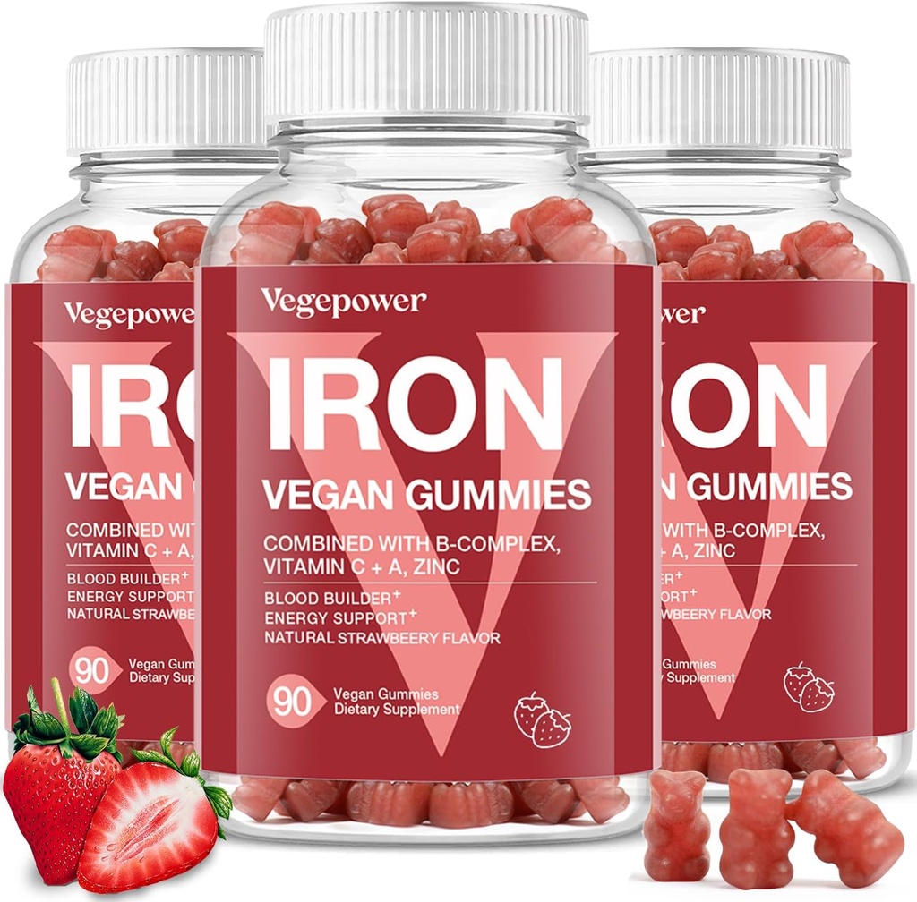 (原始内容存档于2018-07-21). Iron Gummys Supplements for Kids and Women - 配以铁促进血液健康 多维他命, 配以维生素C的大口味 Gummy for Max Absolute - 草莓(3包)