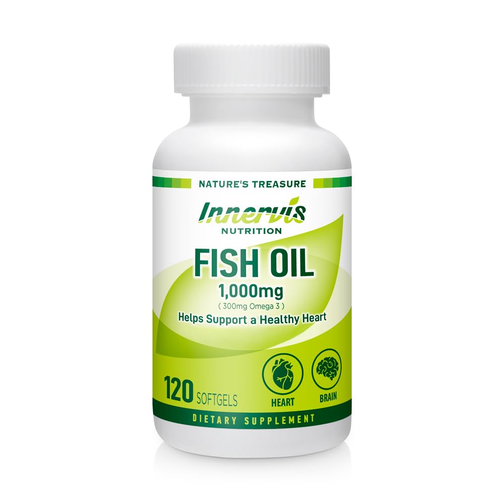 鱼油1000mg – 与Omega-3 EPA & DHA , 120 Softgel, Non-GMO QQ 内摄营养的心脏,脑和眼睛支持