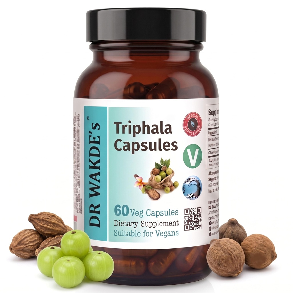 DR WAKDE的Triphala Capsules(60 Veg Caps,植物补充品,Ayurvedic Herb, All Natural, Vegan).