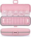 Natutouch Pill 组织者, 7 比较药盒 便携式旅行药品组织者 Purse 或 Pocket 7 Day Pill Dispenser 存储案例 锁定维生素药用鱼油补充品 Pink