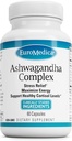 EuroMedica Ashwagandha Complex - 支持肾上腺体健康的补充 - Ashwagandha 补充 Rhodiola Rosea 提取 - 支持能量和浓度的草药补充 - 60 Capsules