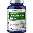 NusaPure Luteolin 复合物,配有 Rutin 200 mg → 100 Capsules → 蔬菜、非GMO 和 Vegan Flavoid 公式