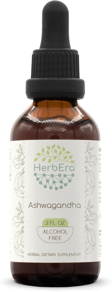 HerbEra Ashwagandha B60 无酒精草药萃取剂 超集中(Shui Qie, Indian Ginseng, Withania Somnifera) 2 fl oz