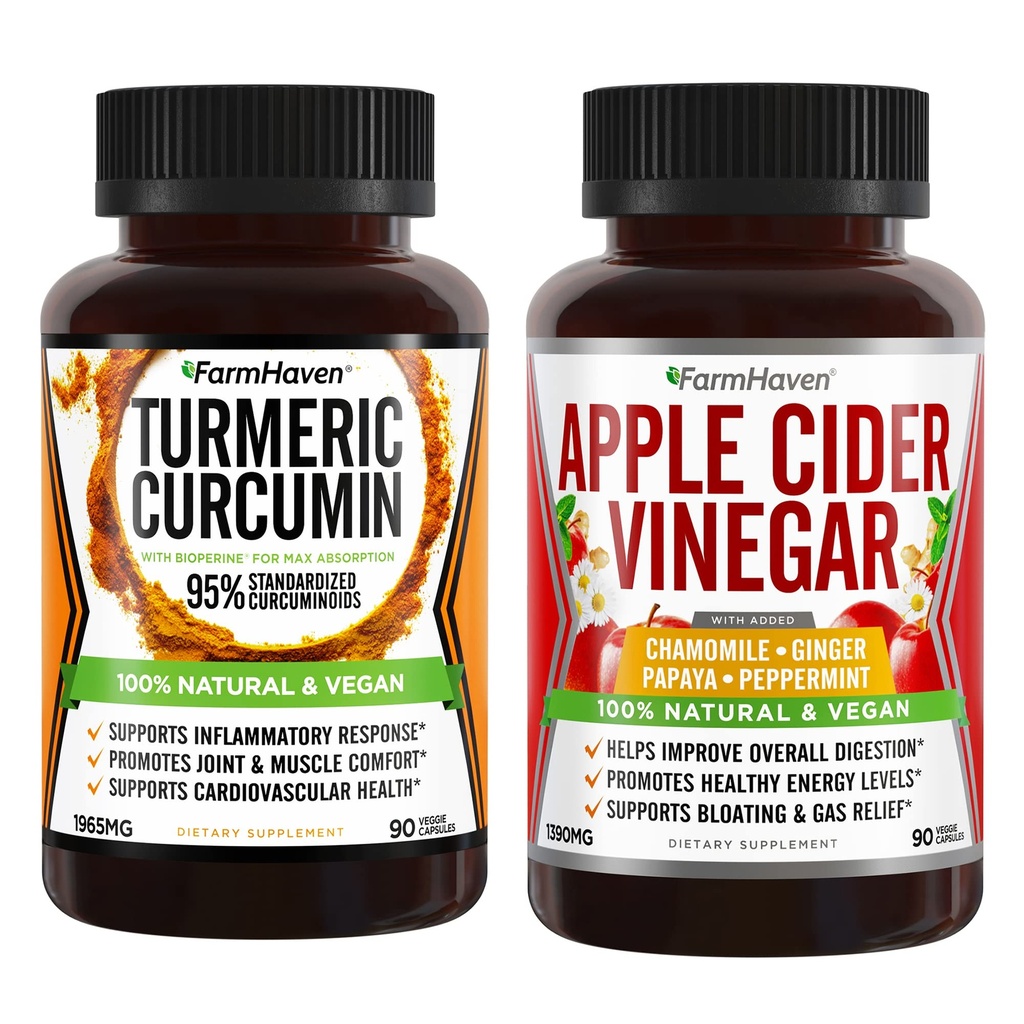 FarmHaven Turmeric Crucumin 配有BioPerine和苹果苹果苹果苹果醋 配有姜汁