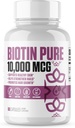 Biotin Pure 10,000 MCG + Calcium ##1 新马克斯剂量 Biotin B7 补充药剂用于健康与长发,皮肤与钉子 + Vegan Capsules 用于男性与女性 - 60名服务者