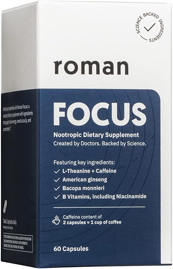 Ro Focus QQ Nootropic 饮食补充剂支持与咖啡因,L-Theanine,美国金森,Bacopa Monnieri 30天供应(60张平板电脑)的冷静能量和浓度.