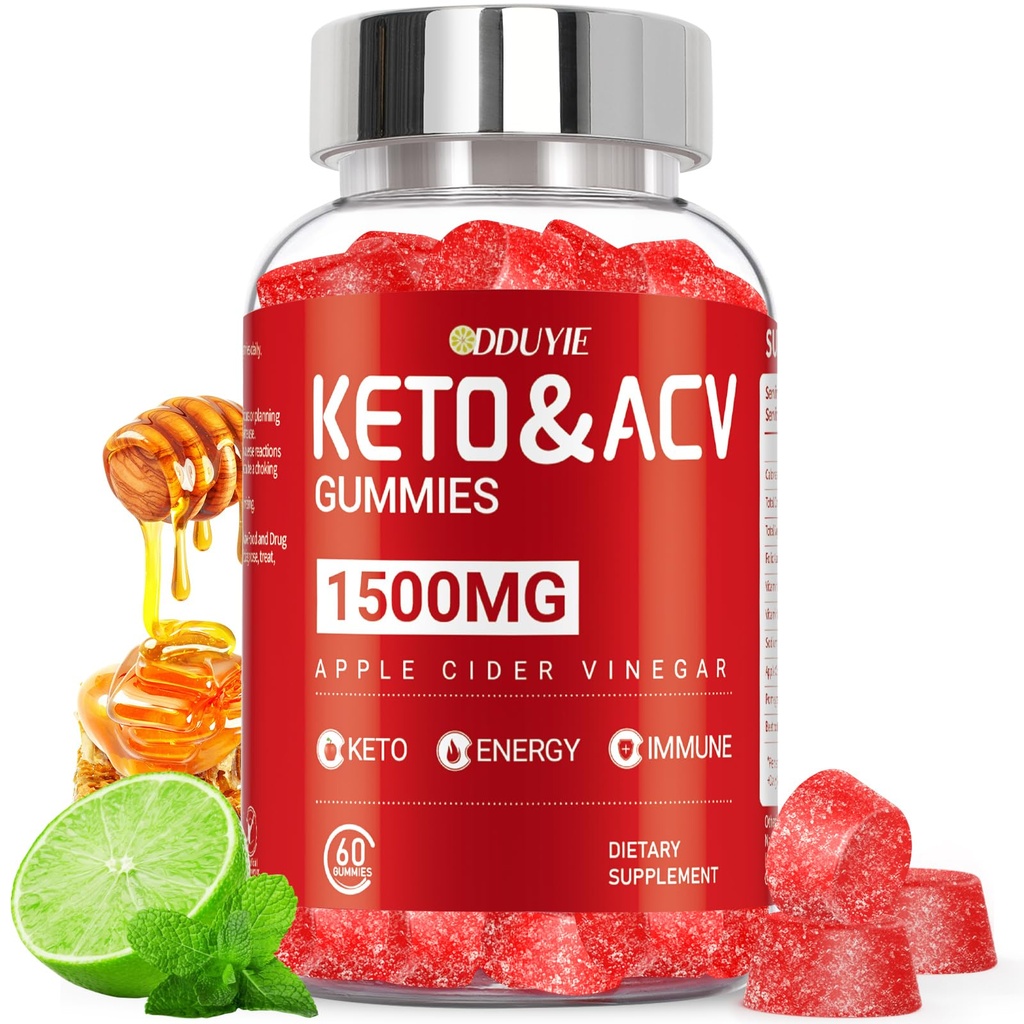 (1 pack) Apple Cider Vinegar Gummys Keto ACV Gummys 支持代谢和脂肪燃烧 与维生素B6和B12 ACV 补充 QQ Lemon Honey Flavor 女性和男性60 Vegan