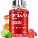 (1 pack) Apple Cider Vinegar Gummys Keto ACV Gummys 支持代谢和脂肪燃烧 与维生素B6和B12 ACV 补充 QQ Lemon Honey Flavor 女性和男性60 Vegan
