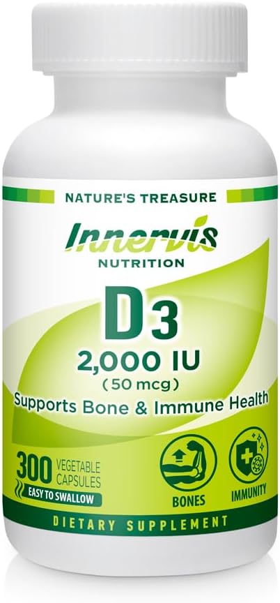 Highpotency Vitamin D3 2000 IU – Boost Immune,支持骨和牙齿,易吞300 Veg Capsules