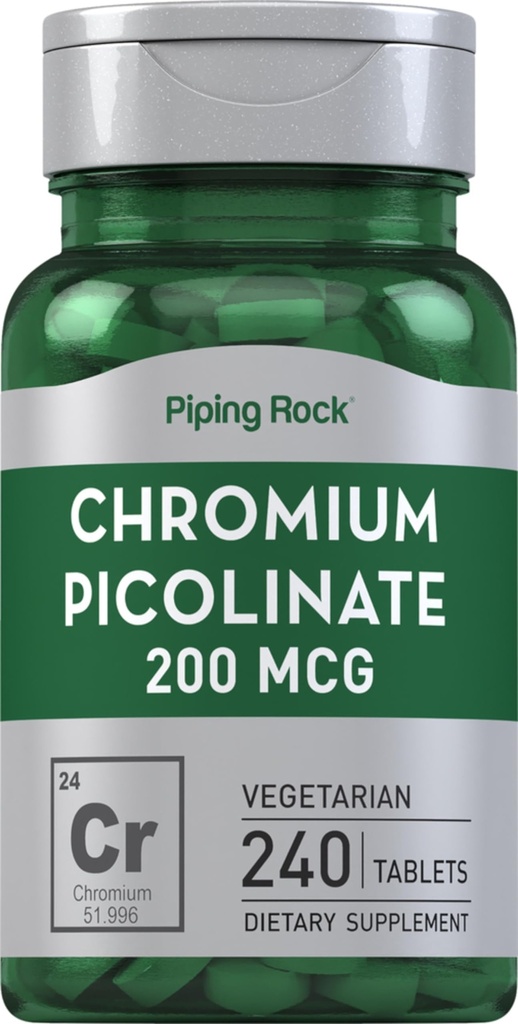 (原始内容存档于2018-09-21) (英语). Piping Rock Chromium Picolinate 200mcg | 240 tablets | Vegetarian, Non-GMO, Gluten Free Supple Supplement