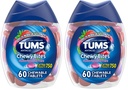 TUMS Chewy Bites Antacid 药片,用于Chewable Heartburn救济和酸性消化不良救济,各种贝里-60 Counters (Pack of 2)
