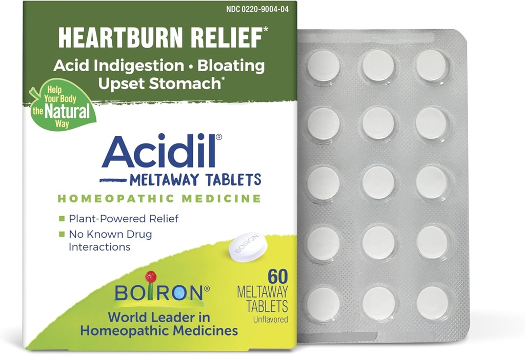 Boiron Acidil 用于缓解酸性还原、心脏烧伤、消化不良和胃气肿 -- -- 60个计数