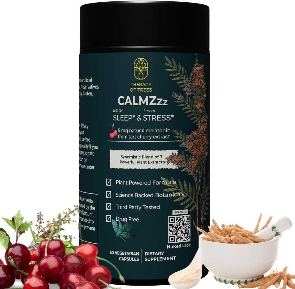 与Melatonin和7个超级植物组成的高级睡眠援助组织, 100%的自然睡眠补充组织,