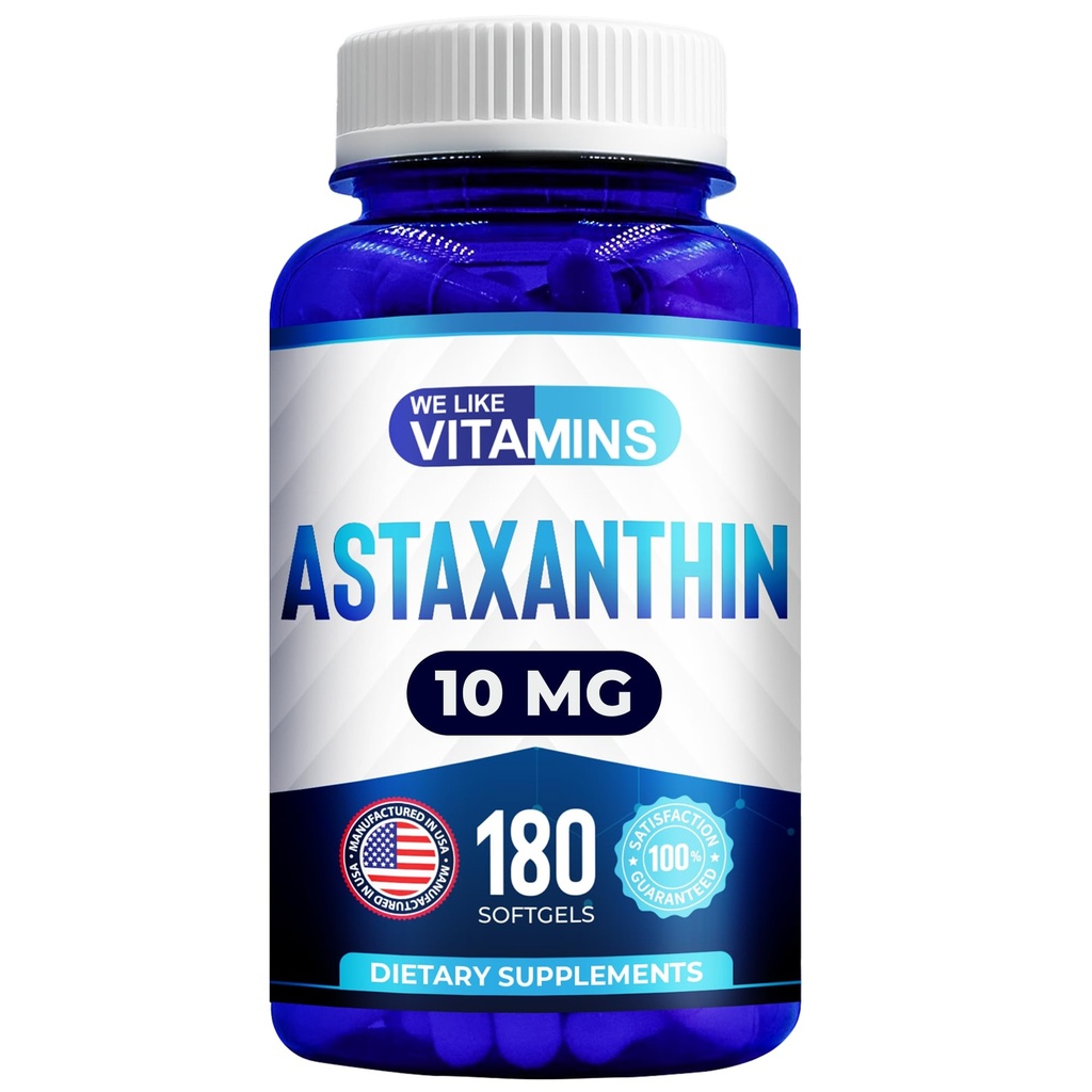 我们喜欢维生素 Astaxanthin 10mg Softgel – 来自 Pluvialis Haematococus 的高度强力 Astaxanthin 补充剂 - 改善眼,联合,皮肤健康和能量水平 - 180 服务,6个月供应量