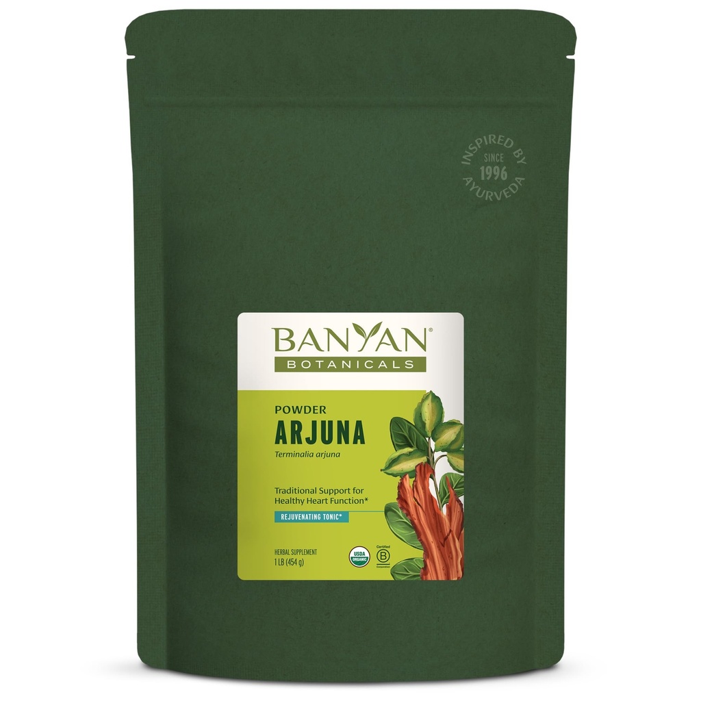 Banyan植物学 Arjuna Bark Powder – Organic Arjuna (Terminalia Arjuna) – 天然草药心脏健康补充剂及复发托尼奇 – 1 lb. – 非GMO 可持续来源维冈