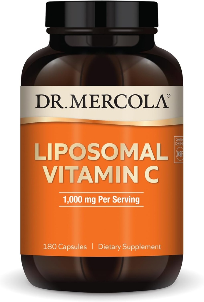Mercola Liposomal Vitamin C博士,每服务1 000毫克,90名服务人员(180名卡普勒),膳食补充,支持免疫健康,非转基因生物,NSF认证
