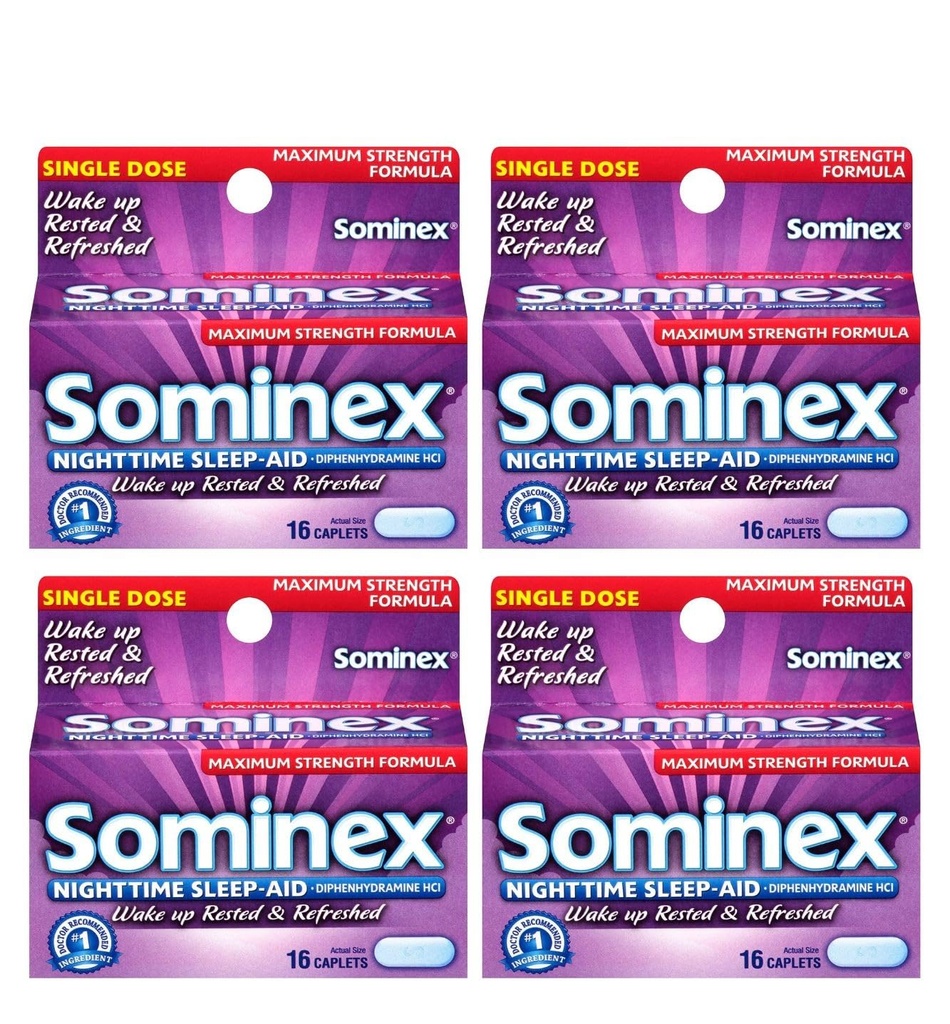 Sominex 夜间睡眠援助小卡片,最大强度,16 ea(包4)