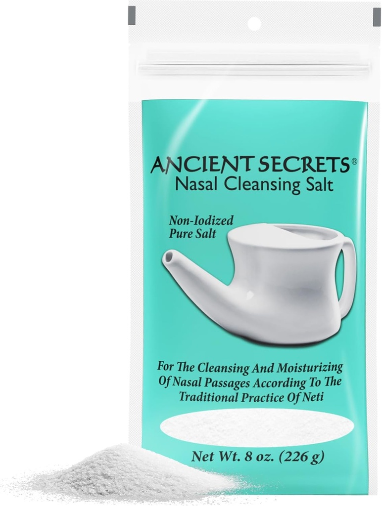 ANCIENTS 鼻净盐,无碘盐 – USP-Grade Socolide for any Neti Pot, Sinus灌溉系统, 8 Oz