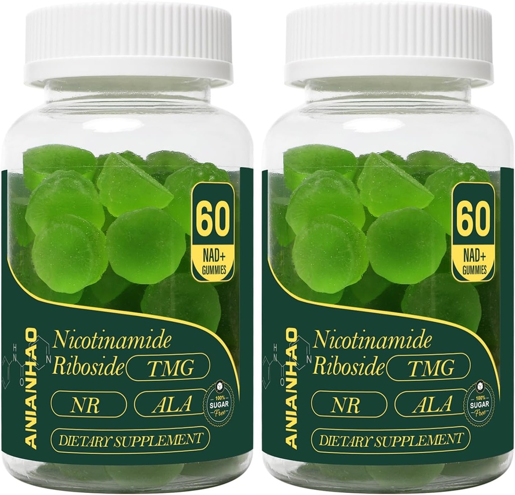 NAD+ 无糖胶1500mg, 60 Gummies, True NAD+ & Resveratrol 支持抗衰老,抗氧化剂支持,代谢和能量靴(2个月供应)