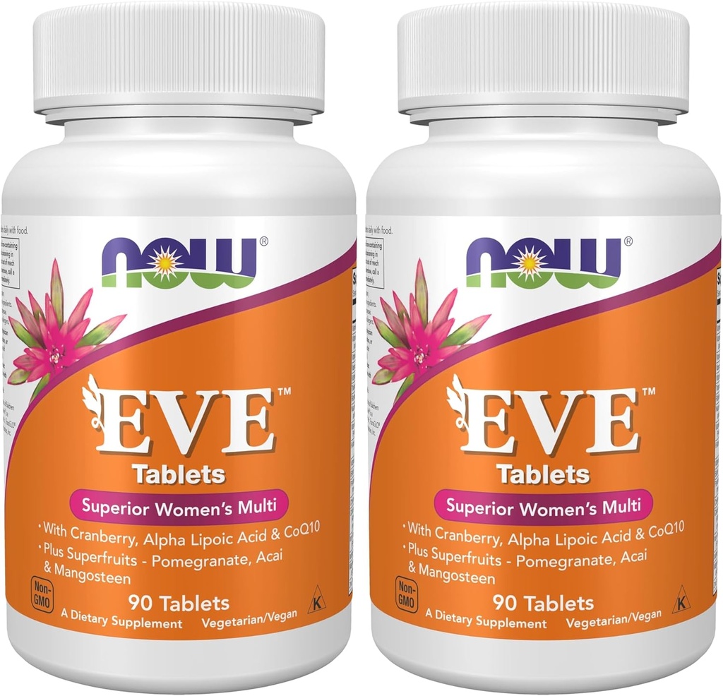 现在的补编,EveTM Women's multivitamin with Cranberry, Alpha Lipoic Acid and CoQ10, Plus Super Enters - Pomegranate, Acai & Mangosten, 90 平板电脑(2包)