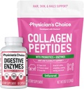 物理家的CHOICE - Full Gut Health Bundle:Collagen Peptides Powder + 消化酶 60ct 用于消化舒适,工作恢复, & Skin, Nails, 和联合支持