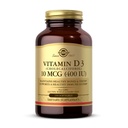 Solgar维生素D3(Cholecalciferol) 10 mcg(400 IU) - 250 软胶 - 帮助维持健康骨骼和牙齿 - 免疫系统支持 - 非GMO, Gluten Free, Dairy Free - 250 services
