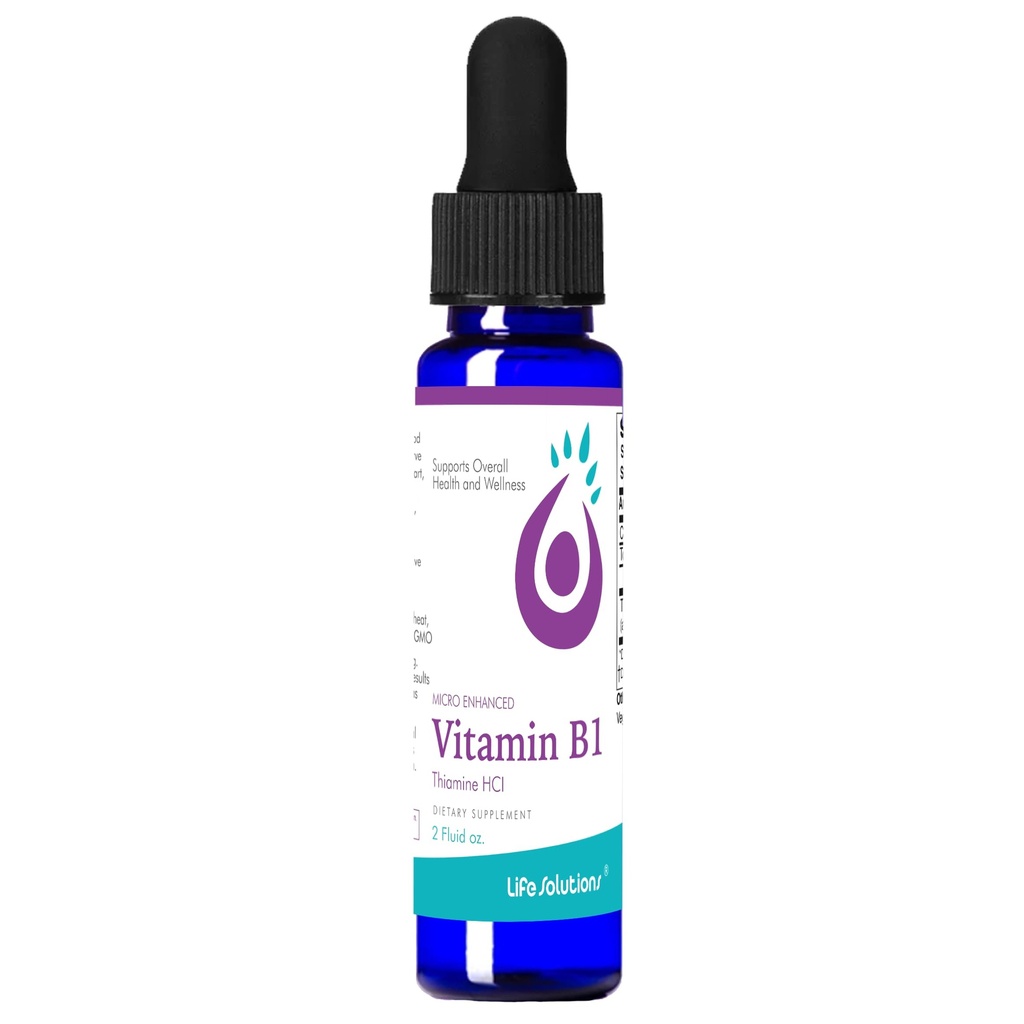 生活解决方案 维生素 B1 滴水器 2 oz - Thiamine B1 补充剂 - 基本 B1 维生素 用于能量助推和神经系统支持 - 易吸收液体公式
