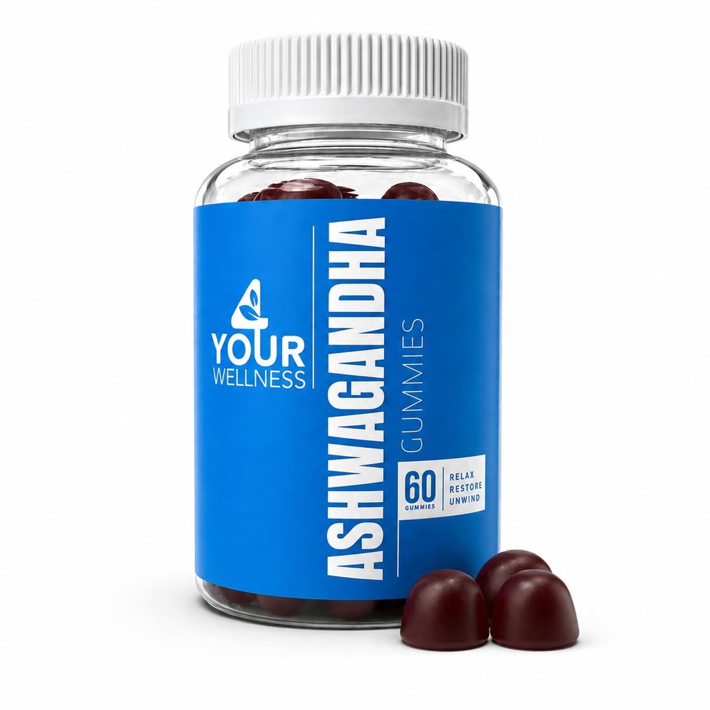 Ashwagandha Gummys Mixed Berry KSM-66, 狮子马恩, 维生素-D, 非GMO, Gluten- Free, Gelatin Free & Kosher (60 Counter (Pack of 1))