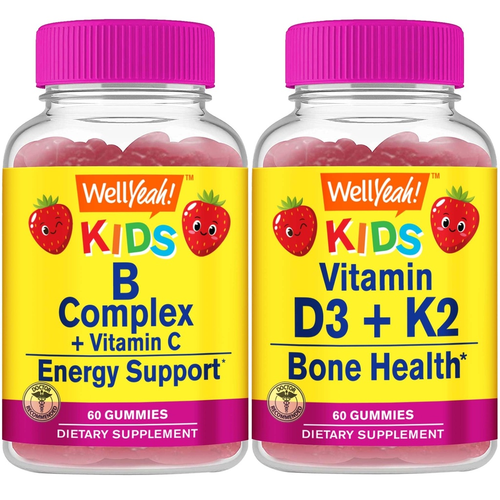 这个嘛 是啊 B 复合型儿童 + 维生素 D3+K2 儿童, Gummys Bundle - Great Tasting, Vitamin Supplement, Gluten Free, GMO Free, Chewwable Gummy (英语:Gluten Free, Gluten Free, Gluten Free, GuwO Free, Chewble Gummy ) (英语).