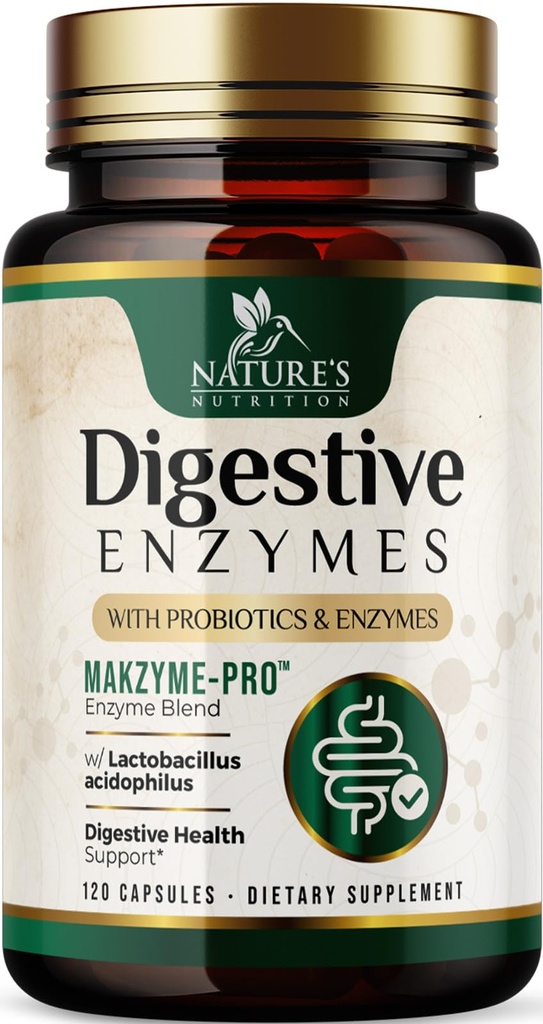 消化酶 - 超级消化酶 多酶复合体 与布罗梅兰,帕宾,Probiotics & Prebiotics - 女性和男性消化酶 120 Capsules