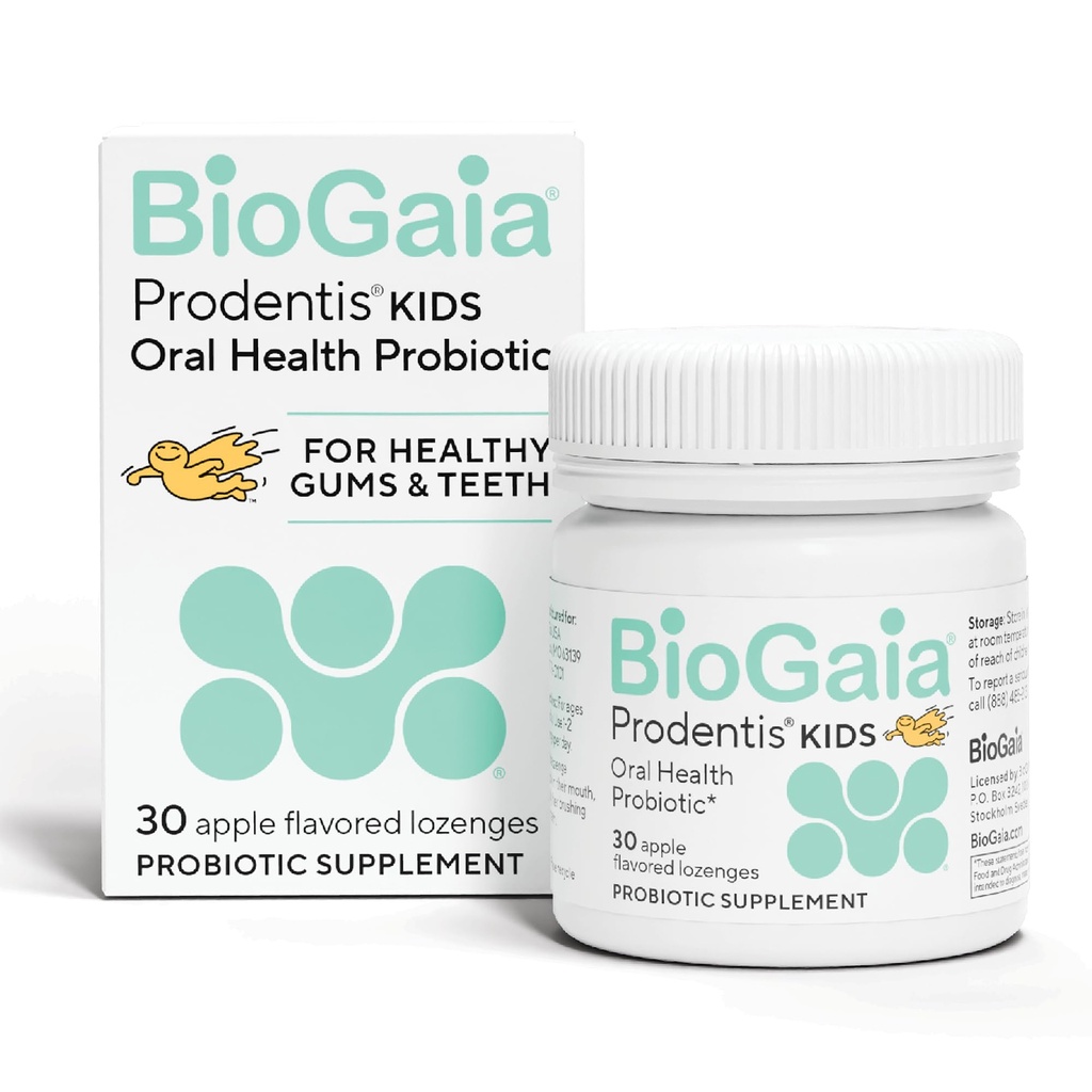 BioGaia Prodentis Kids Teeth和Gums的牙科抗生素促进口腔健康和口腔健康太强 30 Apple-Flavored Lozenges 1-Pack