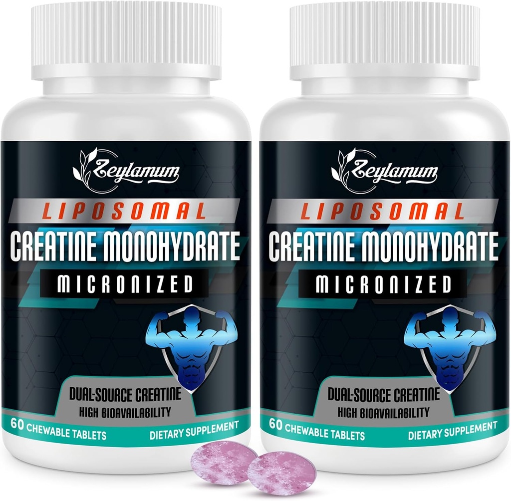 Creatine Chews 供男女食用,Creatine Monohydrate, 99% 吸附 Liposomal & Micronized, 60种服务