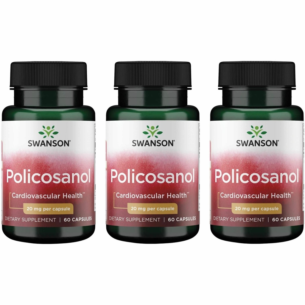 Swanson Policosanol - 补充帮助支持心血管健康 - 所有自然公式辅助 良好的心脏健康与功能 - 帮助保持健康胆固醇水平(60卡普尔,每个20毫克) 3 Pack