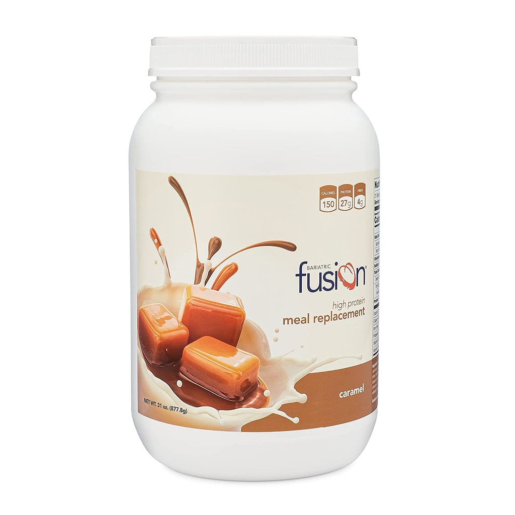 Bariatric Fusion Caramel Meal 替换 27g 蛋白粉, 21 为包括胃旁塞和袖式胃切除术在内的巴里亚理科外科病人服务的小管-无胶囊、阿斯巴达姆或糖