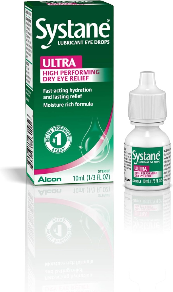 Systane Ultra润滑剂眼滴,人工眼泪用于干眼,单包,10毫升