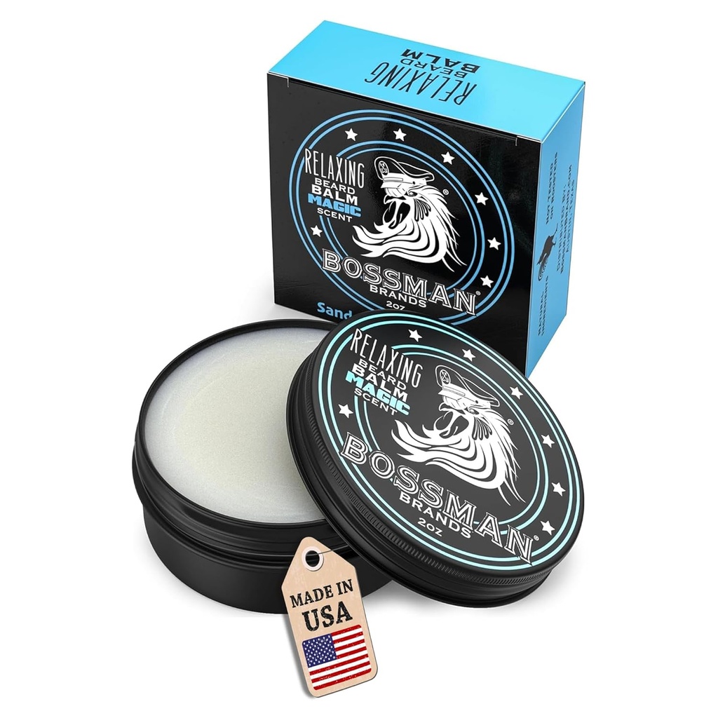 Bossman Relax Beard Balm for Men (Magic Scent) – Tams, Relaxes, Thickens & Softens for Ultimate Beard Care – 在美国制造的熊熊肉(英语:Tames, Relaxes, Thickens & Softens for Ultimate Beard Care) – 美国制造.