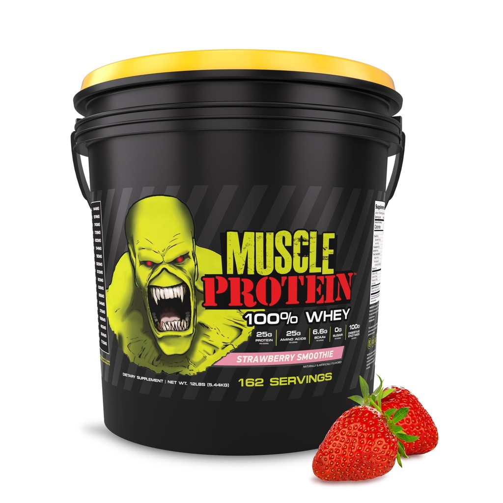 COLOSSAL LABS 肌肉蛋白WHEY Power [12 lbs/Pack of 1] – 冷过滤,25g纯蛋白,6.6g BCAAs (Package May Vary)(12LB,草莓)