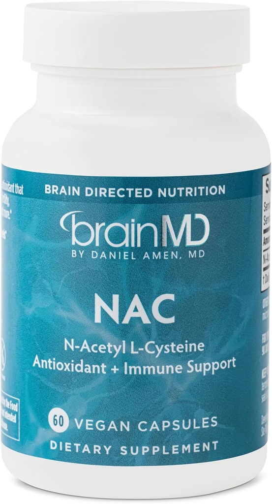 BRAINMD NAC - 60 Vegan Capsules - 抗氧化剂 + 免疫支持 - Gluten Free - 60 services