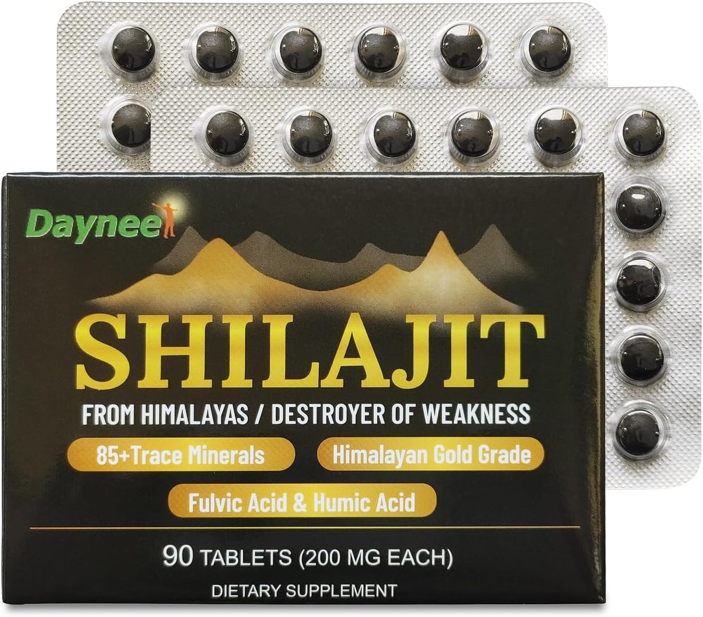 90 Shilajit牌匾,喜马拉雅Shilajit有机干燥液(每桶200毫克,90天供应) -- -- 代谢、能源和免疫支持最高概率黄金级补充品