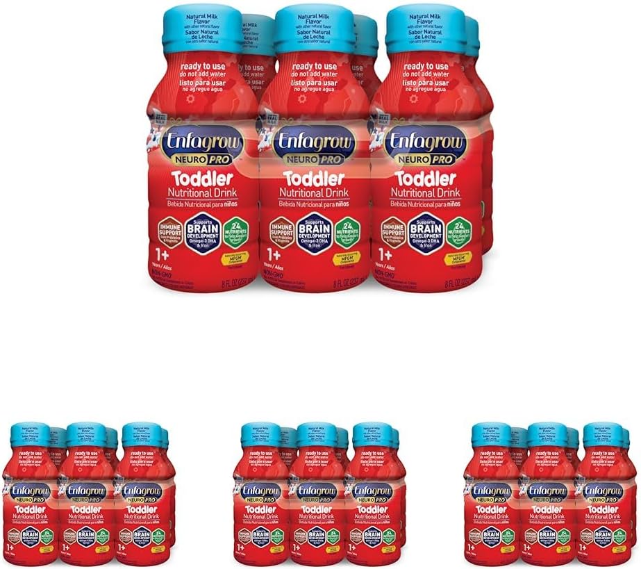 Enfagrow NeuroPro Toddler 营养饮料 8 fl. oz. 准备使用(6瓶) 预生药物用于免疫支持,DHA用于脑发育,铁,非GMO,天然牛奶火焰(Todler next step) Enfamil