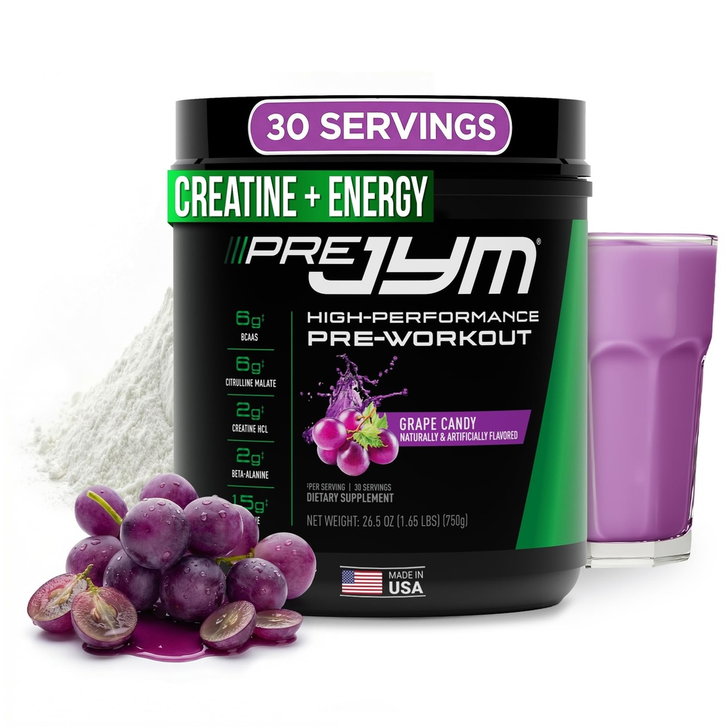 JYM 补充科学预科 JYM 葡萄糖 男、女、BCAAs、Nootropoctics、Creatine HCI、Citrulline、Beta-Alanine、Betaine、Taurine、Huperzine、30名服务员