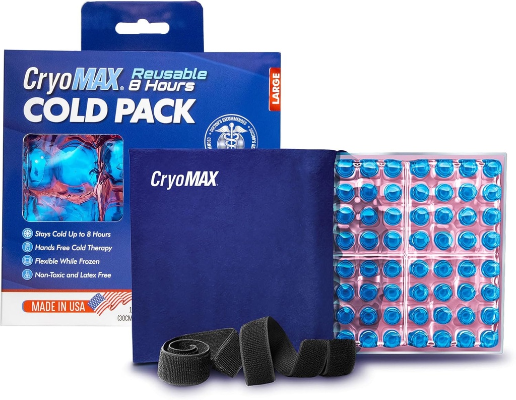 CryoMAX Cold Pack, 可重复使用, Latex Free, 8 Hour Cold 治疗, 大号, 12" x 12" (1 Counter)